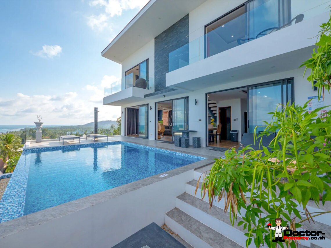 Two Pool Villa 5 Bedroom with Sea View in Hua Thanon, Koh Samui – For Sale